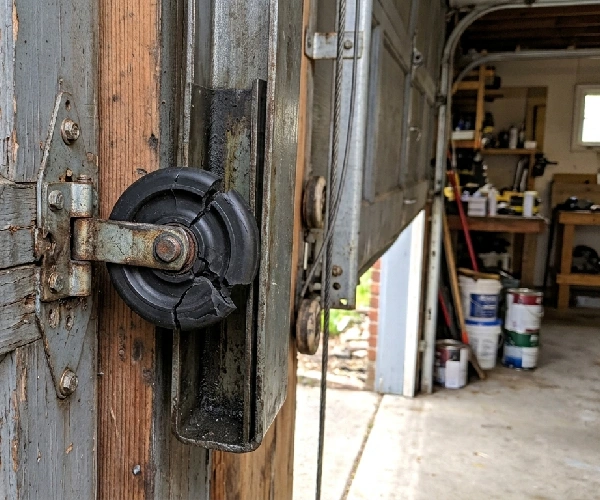 cracked garage door roller