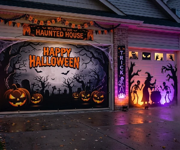Decorative banners for garage doors for Halloween