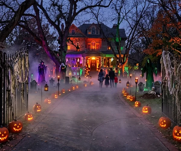 spooky driveway for Halloween