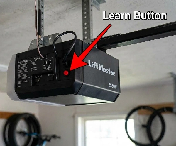 Learn button on a garage door opener