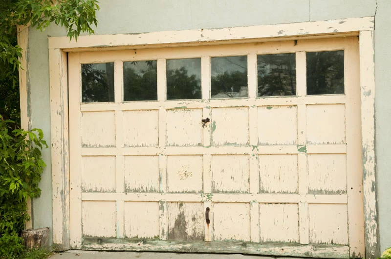 Wood garage doors on a home exterior