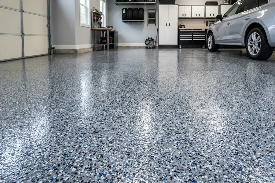 Polyaspartic floor in garage